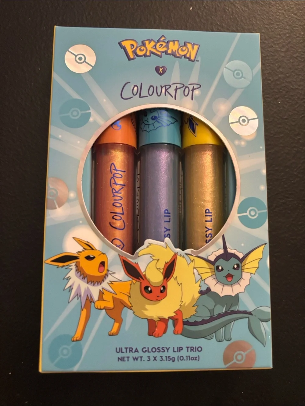 ColourPop Pokémon Ultra Glossy Lip Trio — Blue, Orange , Gold